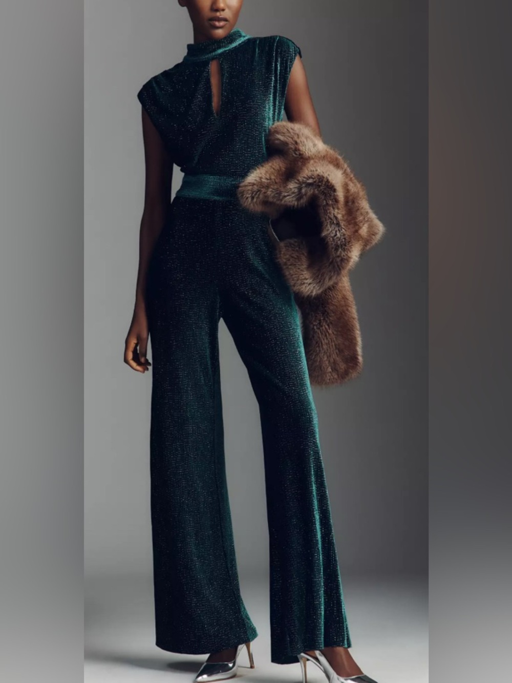NWT Saylor x Anthropologie Marion Velvet Sparkle Jumpsuit Size M